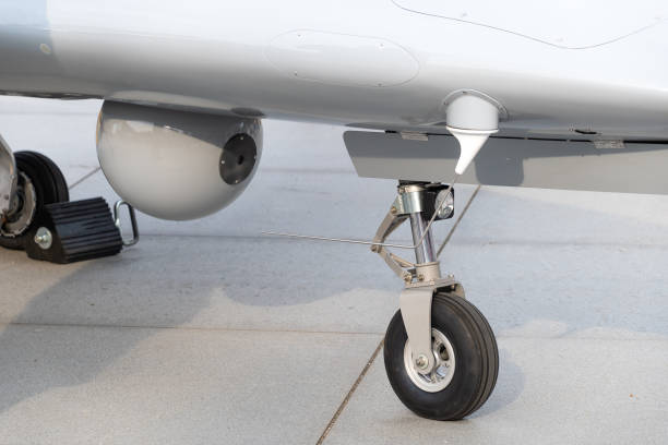 istock A medium-altitude long-endurance unmanned combat aerial vehicle. Camera and chassis, close-up. 2178347471