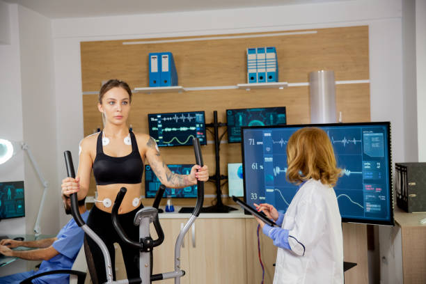 istock Fit female doing endurance test in the lab 2178348179