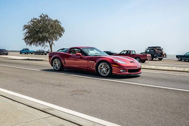 Gulfport, MS - October 04, 2023: Wide angle  front corner view of a 2012 Chevrolet Corvette Grand Sport Coupe at a local car show.