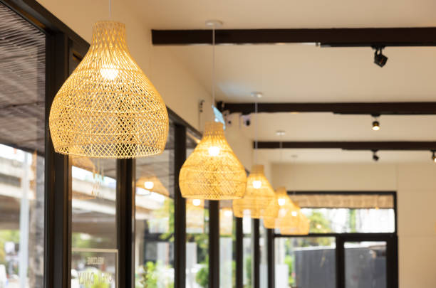 istock lamps with a woven design hanging from the ceiling. handmade hanging lamp. 2178353003