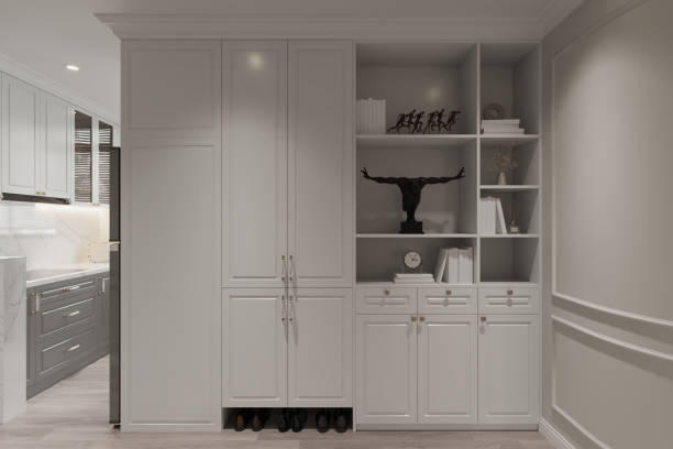 Modern Built-in Cabinet with Decorative Shelving in Luxury Kitchen