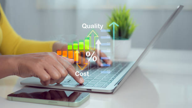 istock Businesswoman working on computer with quality control growth graph and cost reduction, Effective business, Cost and quality control, business strategy and project management concept. 2178363786