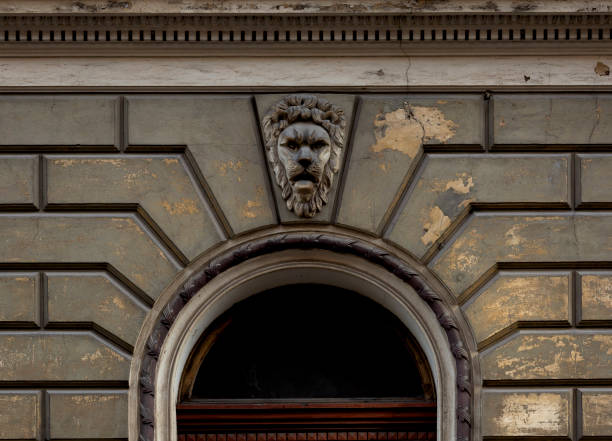 istock lonely lion face over the archway 2178365092
