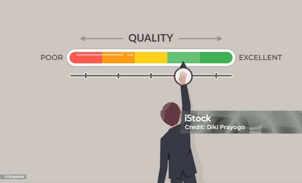 Quality Level Indicator Satisfaction And Evaluation Concept Businessman Is Pointing To Change ...