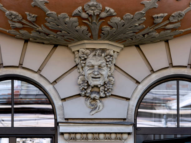 istock male bust with floral decoration between windows 2178366817