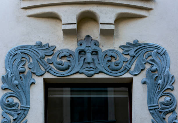 istock ornate art nouveau decoration in blue around the window 2178367681