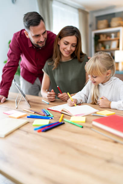istock Young parents learning with daughter at home 2178368853