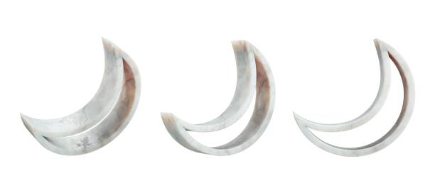 istock Set of marble crescent moon shape isolated on white background, 2178371679