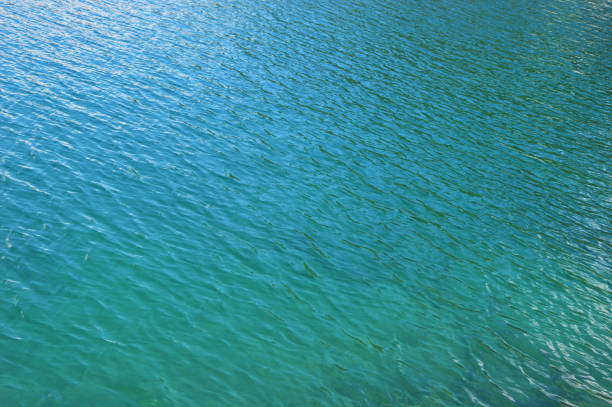 A calm sea surface with light waves against daylight is the perfect backdrop or texture