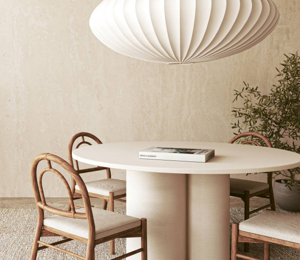 istock This is a stylish and minimalist dining room that features a modern accent for decor, 3d rendering 2178377338