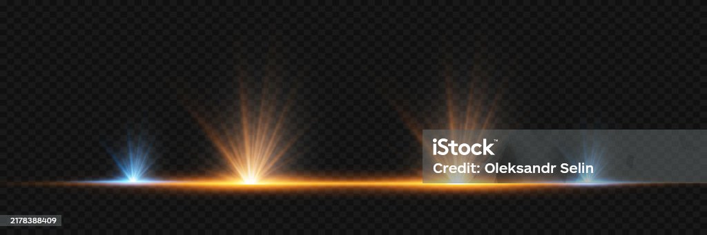 Line Rays Effect Glowing Line With Star Rays Light Effect On A Transparent Background ...