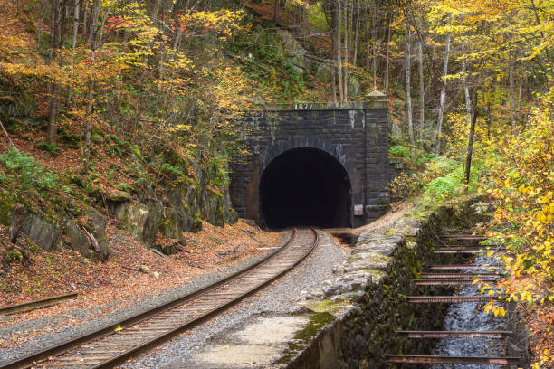 istock Train tunnel in the mountains in autumn 2178390304