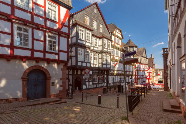 istock Half-Timbered Street in Old Town, Marburg, Germany 2178395413