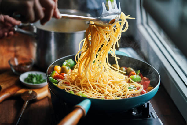 istock Preparing Mediterranean Canned Mackerel Spaghetti Pasta 2178396154