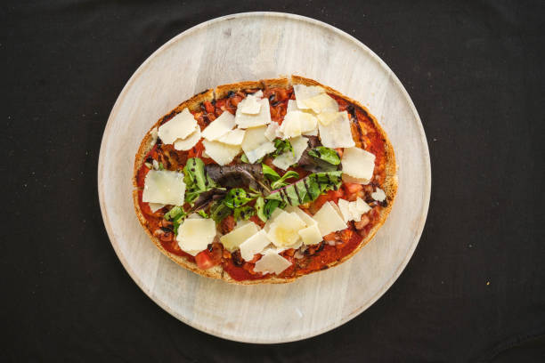 istock Bruschetta Pomodoro and Mozzarella on plate top view 2178401394