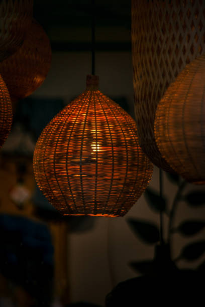 Handcrafted Bamboo Lampshade in Dark Ambiance