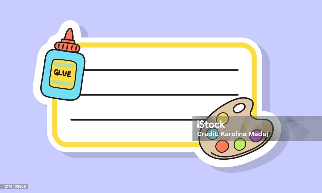 Lesson Label Cartoon School Labels Cartoon Design For A Notebook Vector Illustration Stock ...
