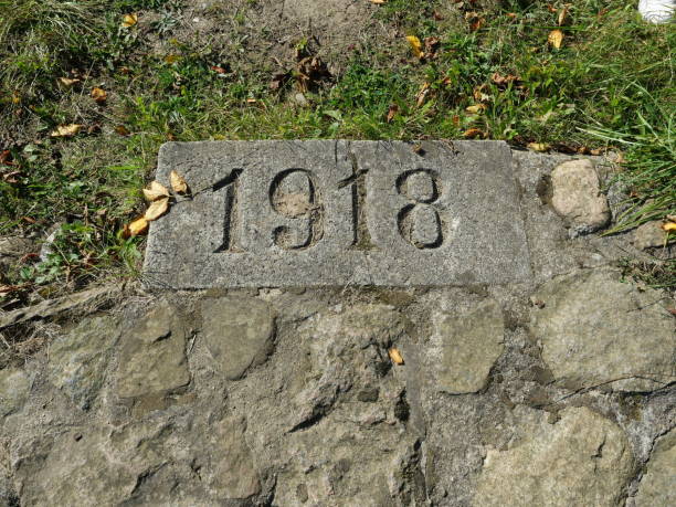 Stairs with the years of the First World War inscribed on them