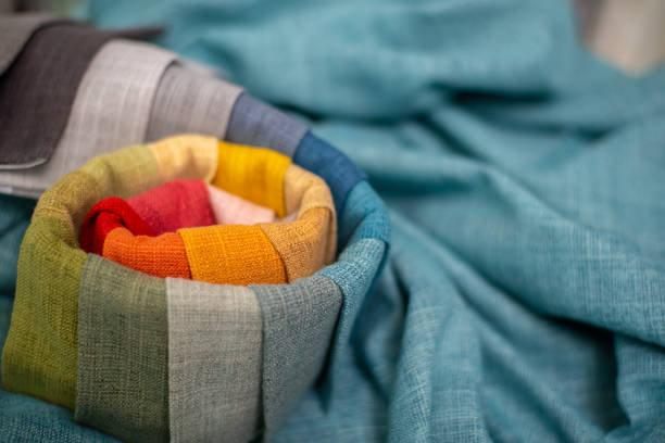 istock Colored textured fabric for curtains and home textiles. 2178404250