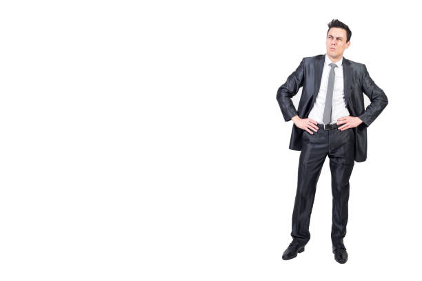 istock Funny businessman expressing disbelief in studio. White background. 2178404264