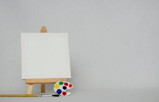 istock Mini easel with white blank canvas. Art concept. White background. 2178411667