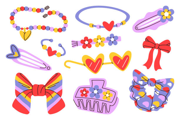istock Kid brightly colored accessories set. Cartoon drawing of accessories for children isolated on white background. Fashion, childrens shopping concept. Vector flat illustration 2178413643