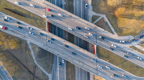 istock Aerial View of Busy Highway Interchange 2178414703