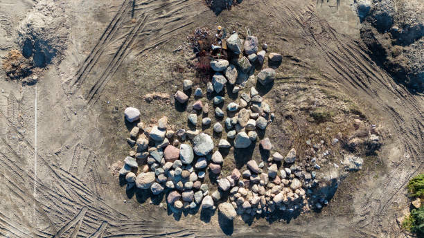 istock Aerial View of Boulder Arrangement at storage Site 2178414918