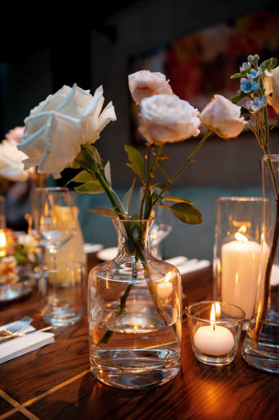 istock Elegant Table Setting with Roses and Candles 2178417091