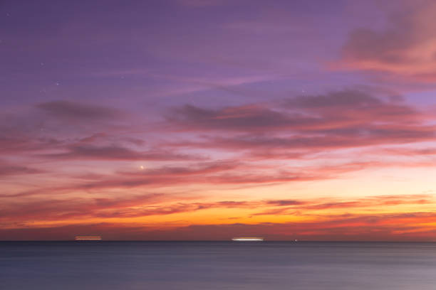 Sun is setting over by horizon.Istanbul - Turkey.