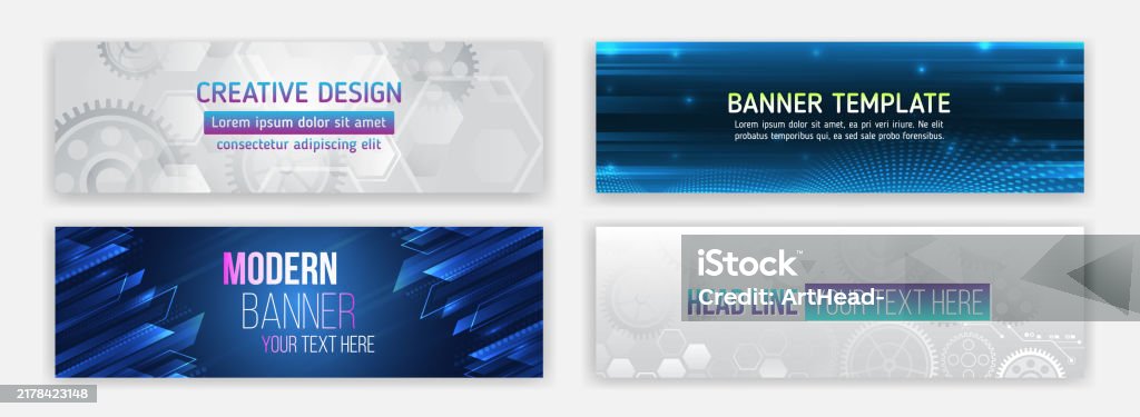 Scifi Vector Sample Concept Hightech Horizontal Banner Template Modern ...