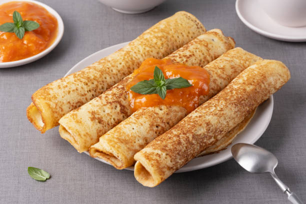istock Crepes with homemade apricot jam 2178423795