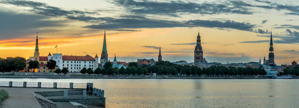 istock Panoramic image. Sunrise above historical district in Riga, Latvia 2178423802