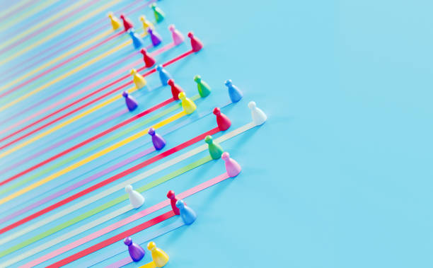 Colorful Pawns On Blue Background