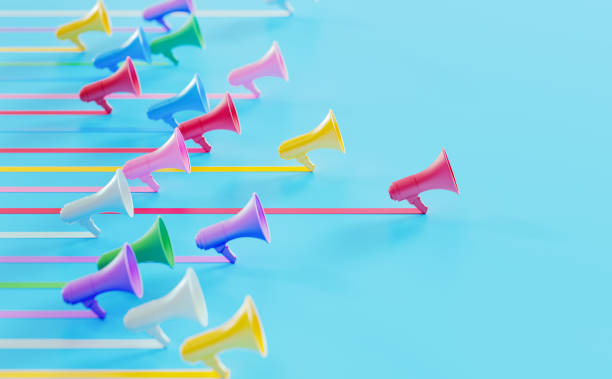 istock Colorful Megaphones On Blue Background 2178426131