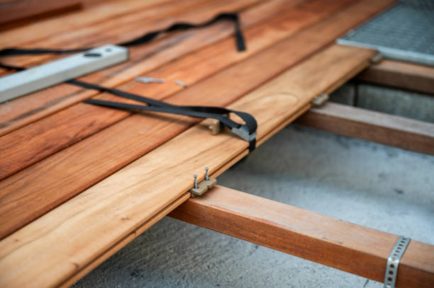 istock Wooden terrace construction and iInstallation in progress 2178427876