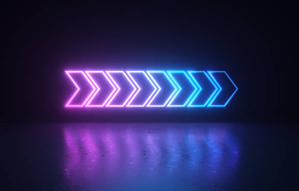 istock Glowing Arrow Symbol On Black Background 2178428261