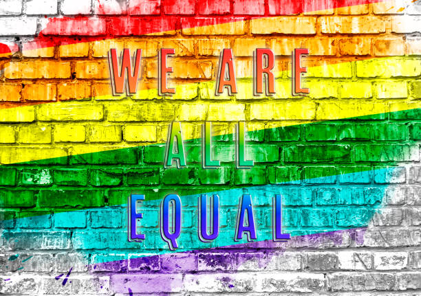 istock Colorful rainbow with the words We are all equal written underneath 2178429665
