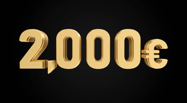istock two thousand euros with gold texture, 3D numbers, 3D euro symbol 2178434020