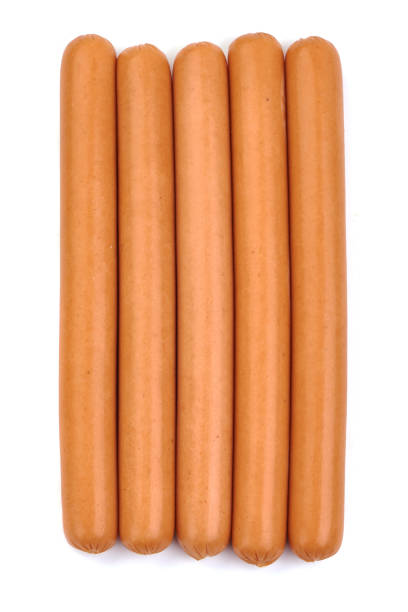 istock Hot dog Sausages, top view, isolated on a white background. 2178436177