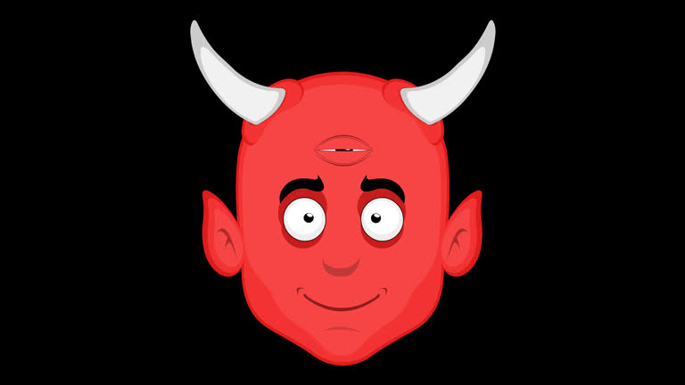 video animation emoticon head devil character cartoon illustration blinking his third eye