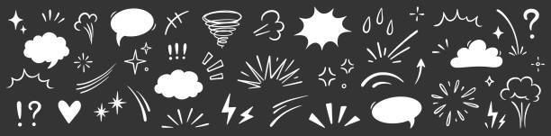 Comic cartoon effect smoke, boom element set. Comic speech bubble, boom burst, explosive smoke, line speed cartoon vector icon. Hand drawn sketch doodle speed element, splash. Vector Comic cartoon effect smoke, boom element set. Comic speech bubble, boom burst, explosive smoke, line speed cartoon vector icon. Hand drawn sketch doodle speed element, splash. Vector illustration bang icon stock illustrations