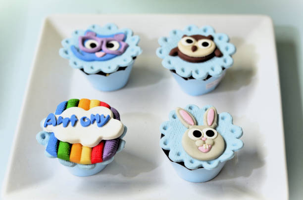 istock Plate with fun cupcakes for birthday party 2178443258