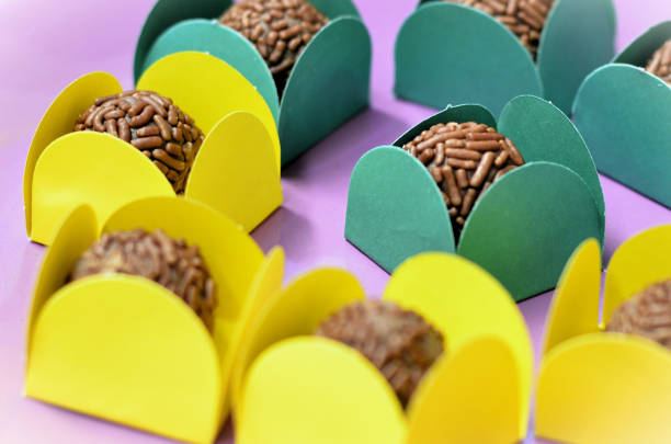 Plate with delicious brigadeiros for a children's birthday party