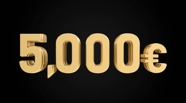 istock five thousand euros with gold texture, 3D numbers 2178444513