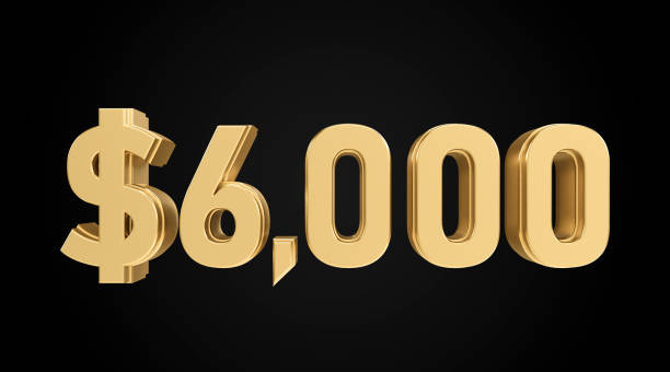 istock 6 thousand dollars with gold texture, 3D numbers 2178445109