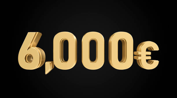 istock 6 thousand euros with gold texture, 3D numbers 2178445113