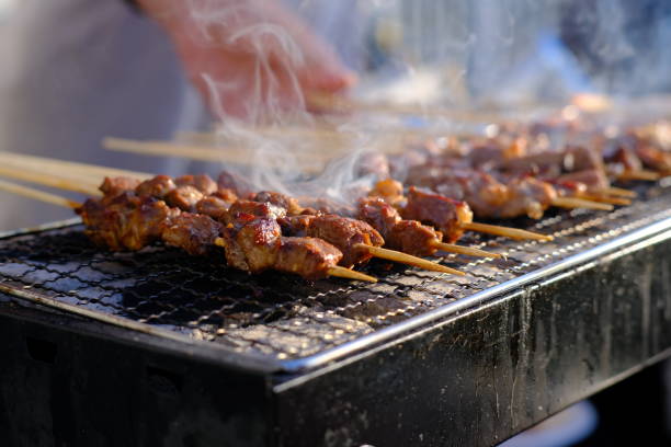 istock Close up of charcoal barbeque on grill 2178446808