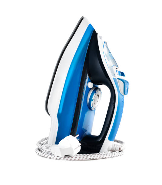 istock Blue iron isolated on white.Home appliance. 2178449950