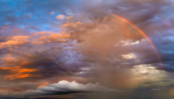 istock Beautiful sunset sky scenery. Bright colorful orange and yellow clouds on horizon 2178454391